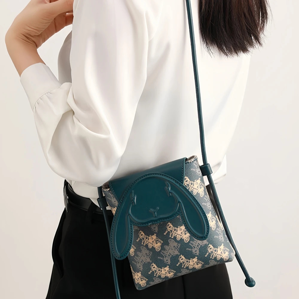 Mini leather printed ten font womens bag 2025 fashion mobile phone bag womens casual shoulder bag 241213
