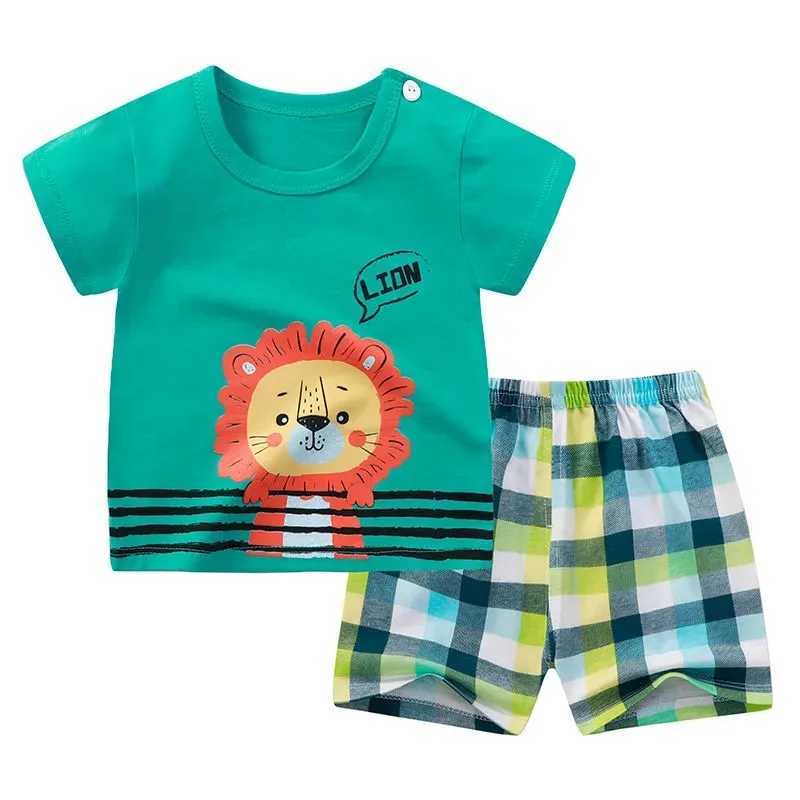 Clothing Sets Child Short Sleeve Tshirt Shorts Trendy Casual Clothing New Round Neck Tees Suits Boys Girls Cute Casual Loose Two Piece Set H241214