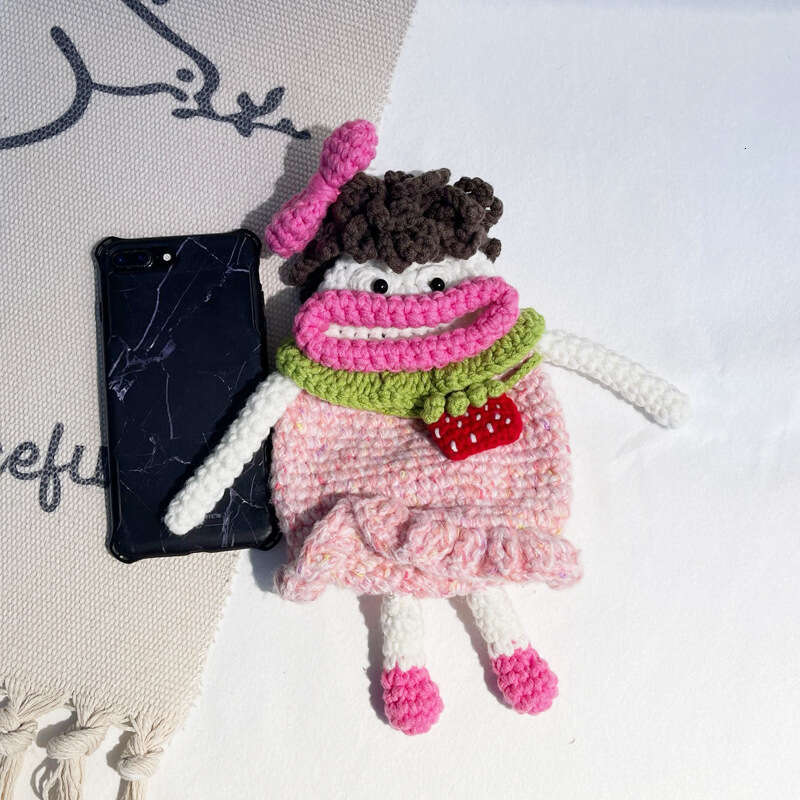 Super Hot DIY Handmade Knitted Small Women's Fashionable Cute Single Shoulder Cross Carrying Mobile Phone Bag Finished Product Wholesale 2024 Ver