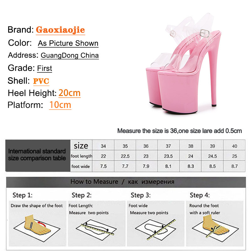 20Cm Designer Women Sandals Transparent Upper Light Pink Platform Pole Dance Stripper High Heels Open Toe Shoes