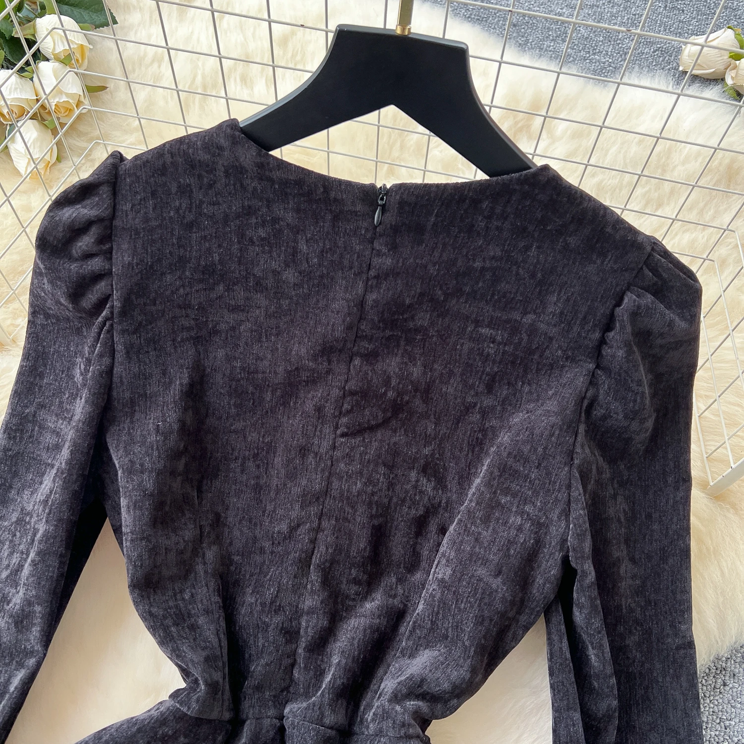 Basic Casual Dresses New French Chic Bodycon Dress Women Long Sleeve Party Dresses Sequins O Neck Mesh Patchwork Evening Vestidos with Zipper Dropship