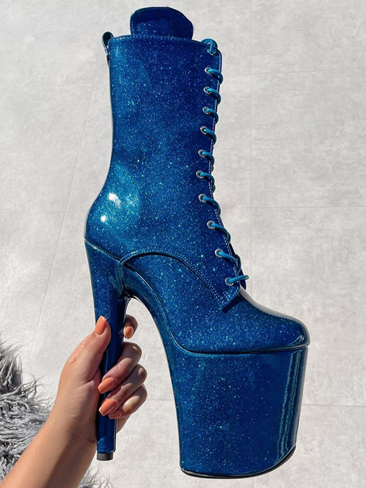 Lace Up Sexy Fetish Shoes Platform Strips Boots 20Cm Party Pole Dance Nightclub Stripper Heels Mature Models High Heels Exotic