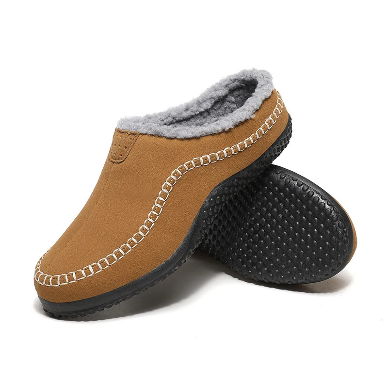 Mens Slip On Moccasin SlippersWinter IndoorOutdoor Warm Fuzzy Comfy House Shoes For MenWide Loafer Slippers Plus Size 3848 241214