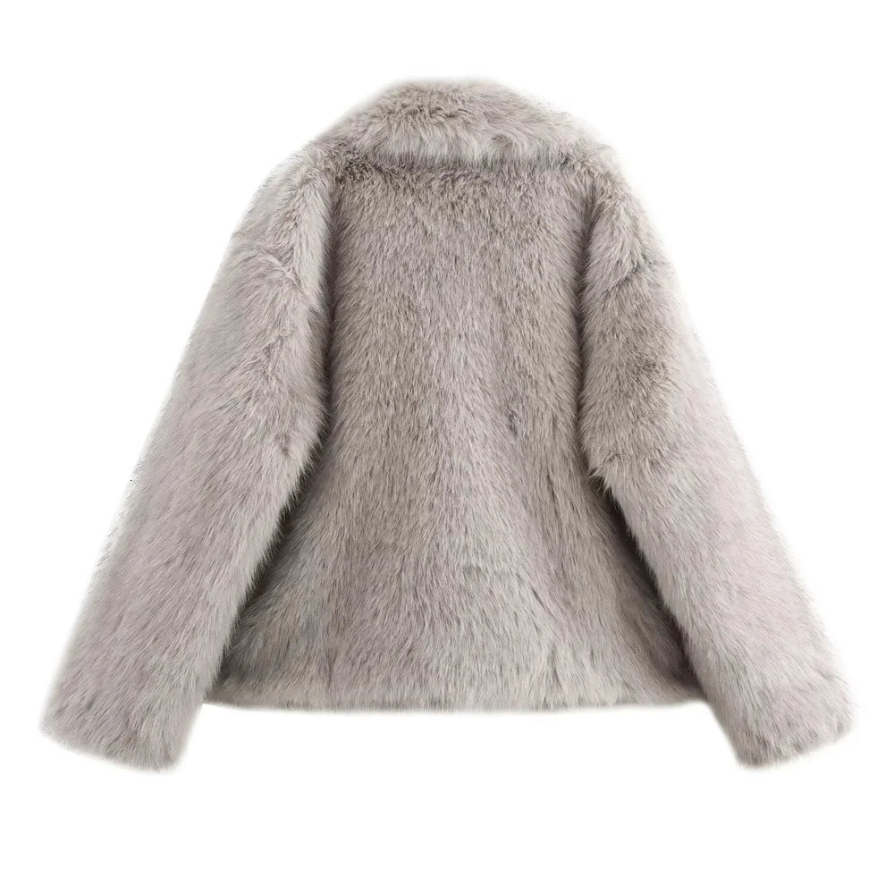 RARF Womens Versatile Warm Fury Coat with Collar Button Decoration AutumnWinter Clothing 241211