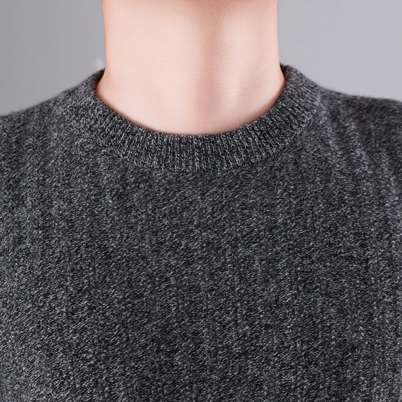 Mens Oneck Jacquard 100% High Count Wool Sweater Loose Plus Size Jumper Autumn Winter Thick Knit Casual Shirt 241209