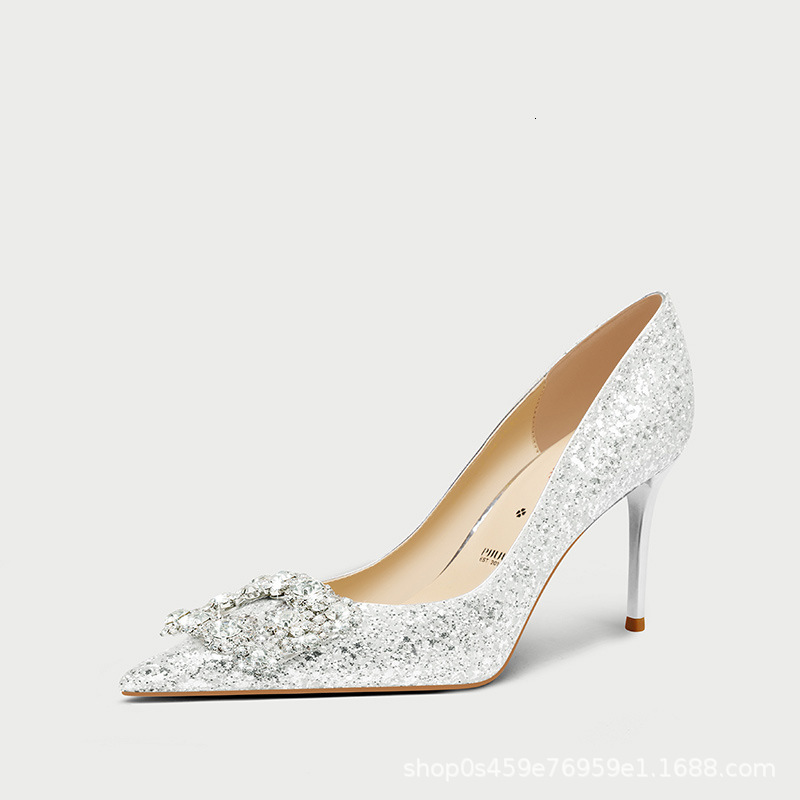 Adding Fat And Widening, Beautiful Golden Hexiu Dress, Two Pairs Of Bridal Wedding High Heels, Engagement Shoes, Women's Plus Size