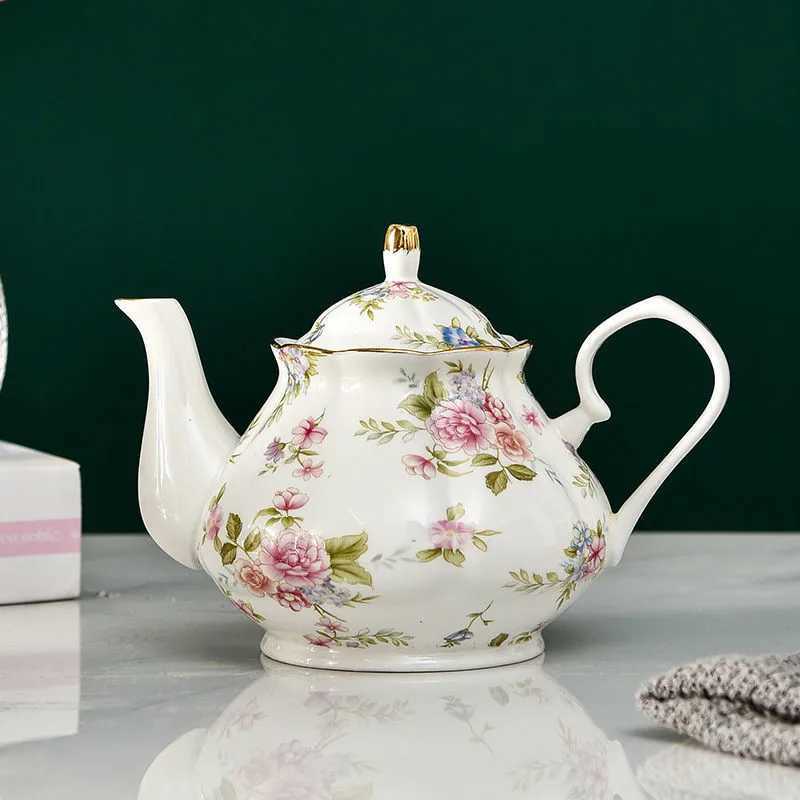 400ML European Bone Teapot UK Afternoon Tea Set Teapot Premium Ceramic Coffee Pot Heat resistant Water Pot Y241214