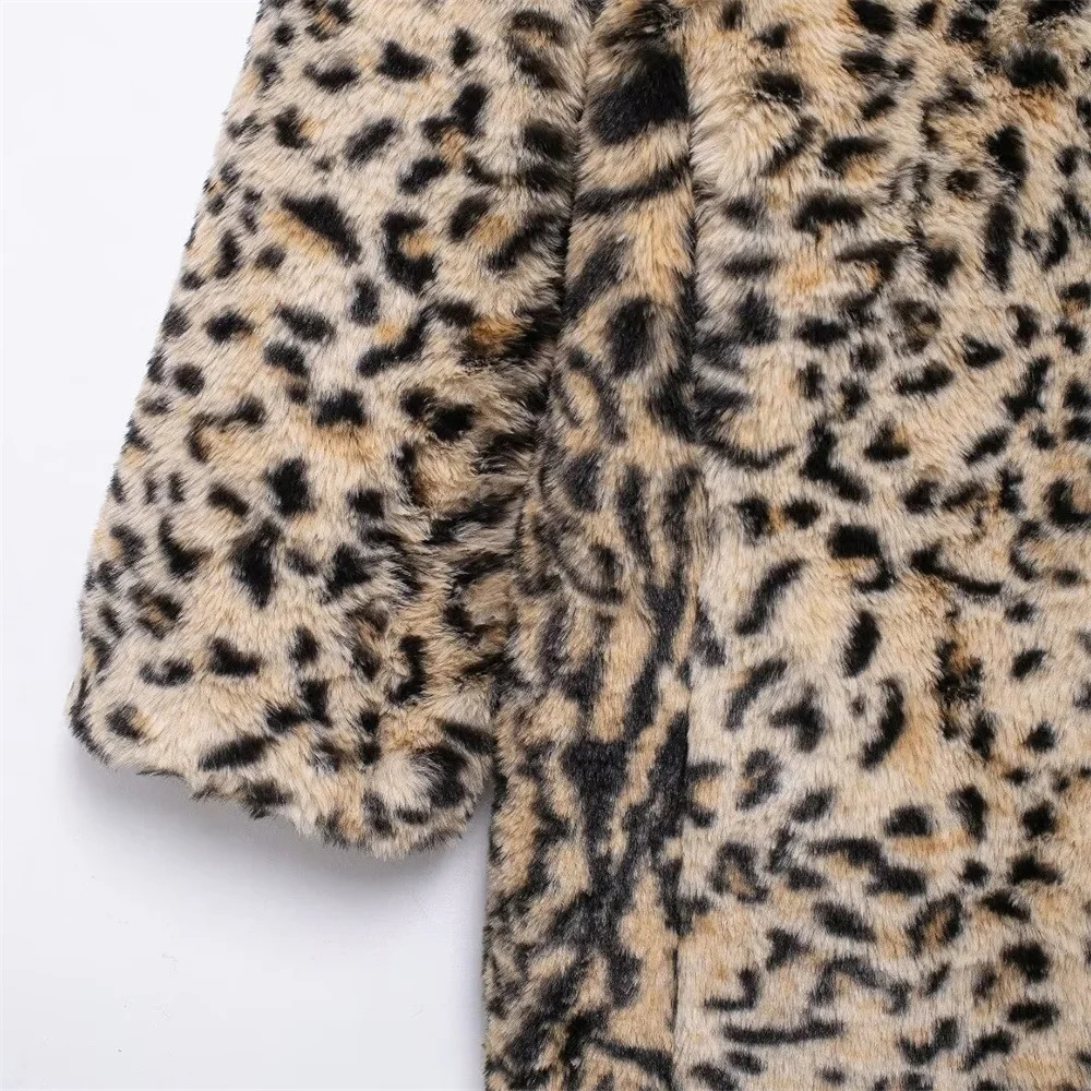 RARF Autumn Womens European and American Style Animal Pattern Printed Artificial Fur Effect Coat 241211