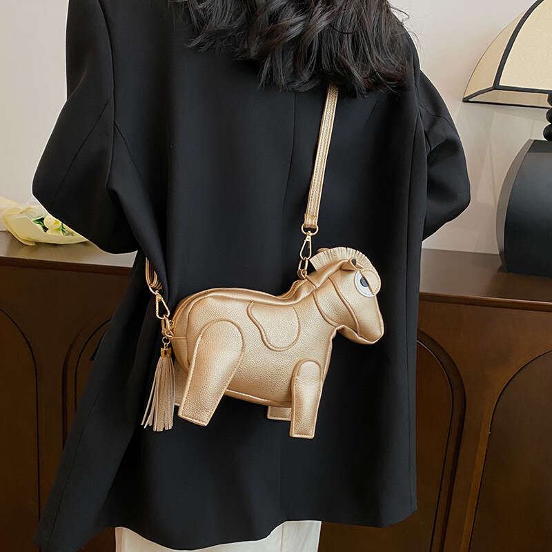 Personalized bag for women, Instagram creative doll, pony shoulder crossbody niche mobile phone small square bag, 2024 new casual fashion trend clothi