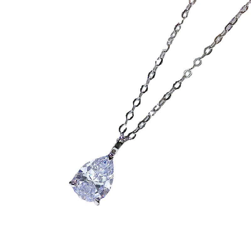 Choucong Elegant Water Drop Pendant Luxury Jewelry 925 Sterling Silver Pear Cut White Lab Moissanite Diamond Fashion Women Wedding Clavicle Necklace G