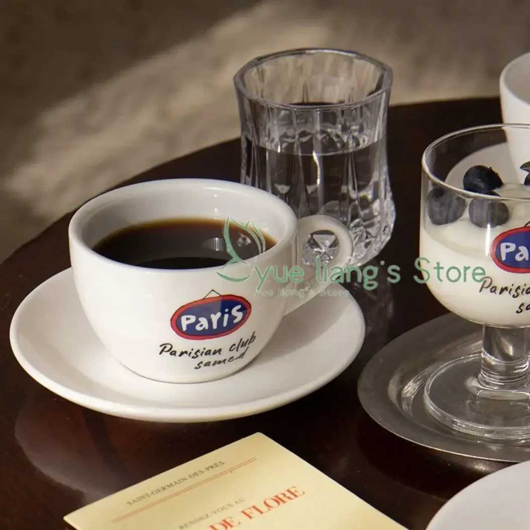 Korean INS Letter Ceramic G-Plate Set French Rantic Milk Cup Coffee Cup Exquisite Birthday Gift 250ml Y241214