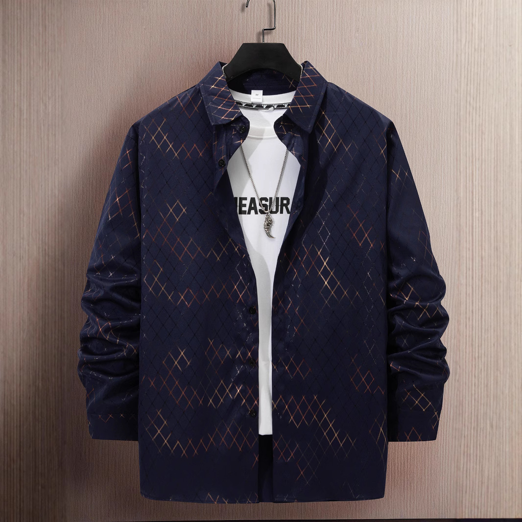 New Designer Long-sleeved Casual Cotton Plaid Shirts For Men Fashion Comfortable Tops Clothing Camisa Masculina Chemise Wholesale High Quality Shirt B
