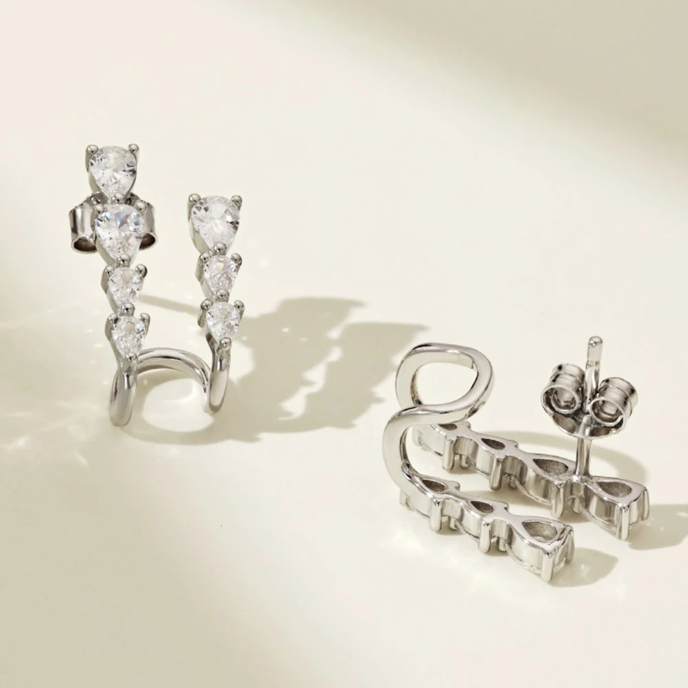 Real S925 Sterling Silver Droplet Earrings Women Brilliant Double Layer Diamond Earrings Female Jewelry Shiny 5A Zircon 241214