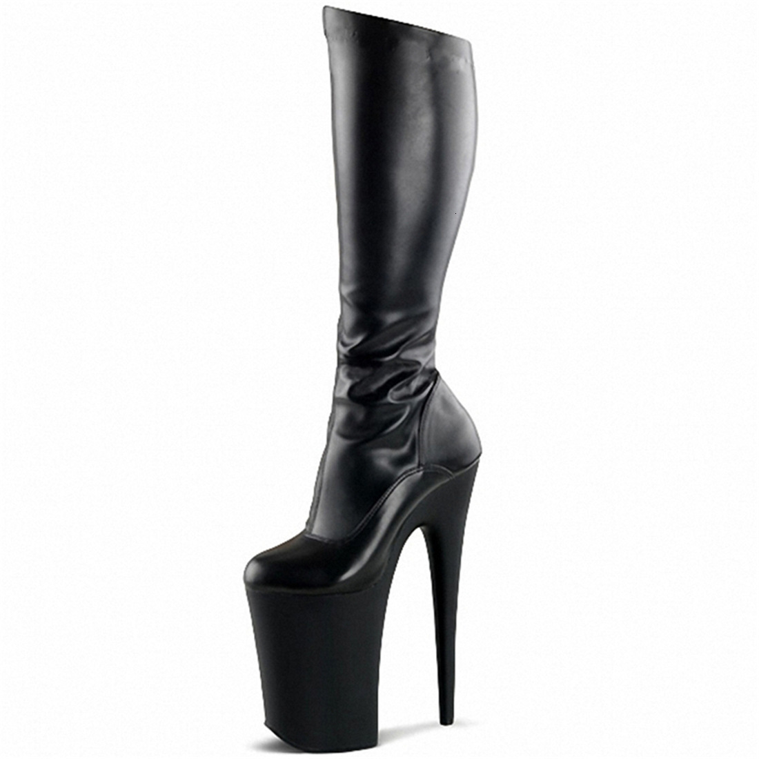 Women's 20Cm Thin-Heeled Black Patent Leather High-Heeled Boots YKC