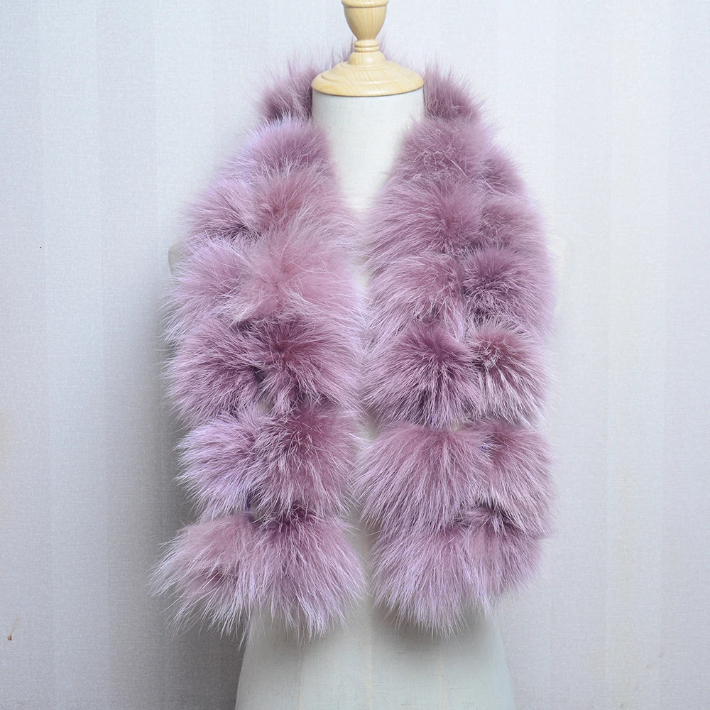 Fashionable and fluffy womens real raccoon fur scarf ious winter warm natural leather pancake 241210
