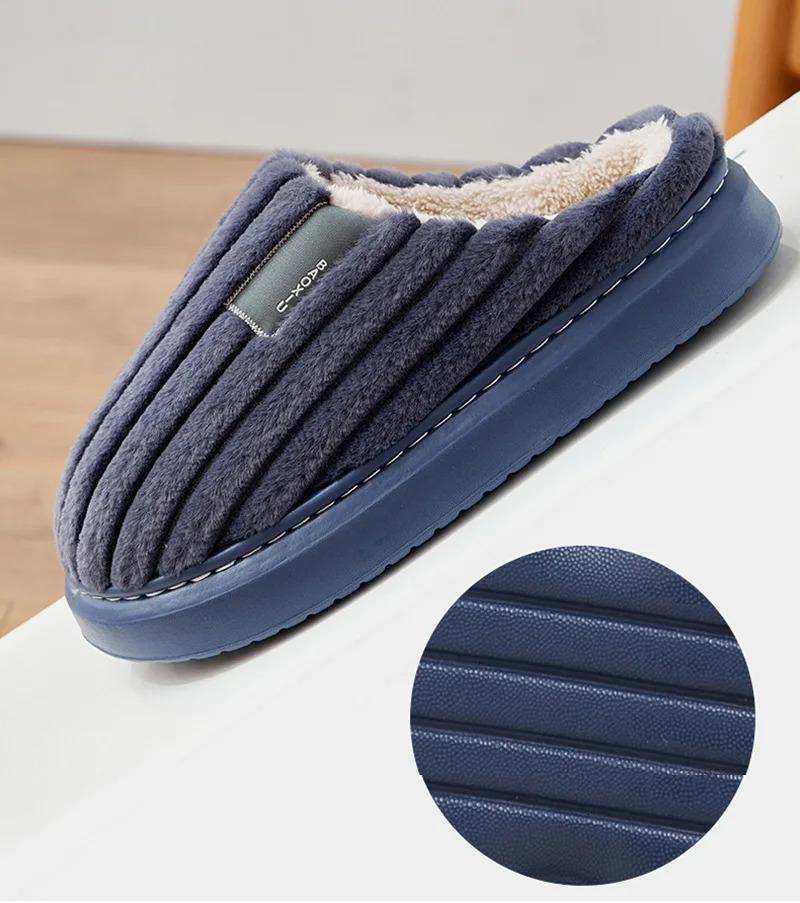 Autumn And Winter Mens Thickening Warm Increase Slippers Stepping On The Sense Of Shit Thick Bottom Household NonSlip 241214