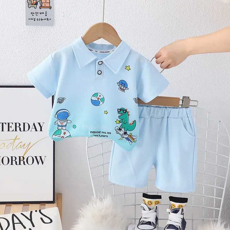 Clothing Sets Children Cotton Kids Boys Girl Clothes Summer Cartoon Printe T-shirt Shorts 2Pcs/Set Infant Baby Toddler Tracksuits 0-5 Years H241214