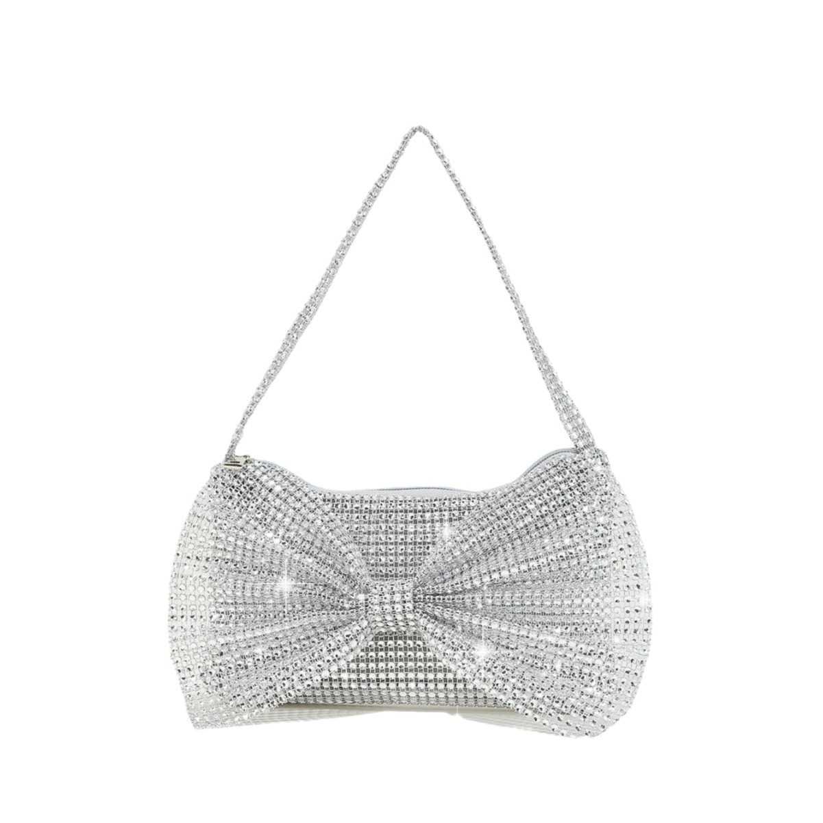 Clutch Bag New Shiny and Sparkling Water Diamonds with Diamonds and Bow Knot Decoration for a Small Design Mini Handheld Party Banquet Bag 240920