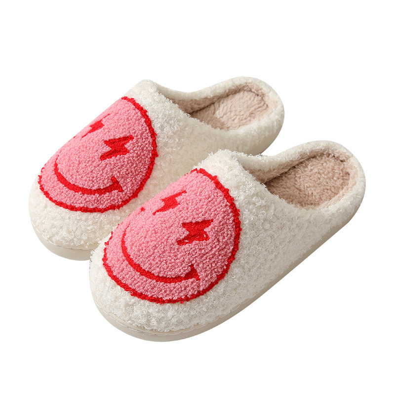 Super Cute Lighing Smile Face Slippers For Women House Funny Ladies Casual Footwear Winter Shoes Indoor Slides for Home