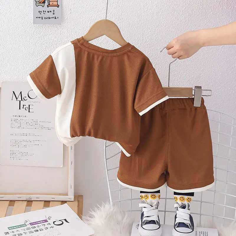 Clothing Sets Kids Boy Printing Patchwokr T Shirt Shorts Summer Children Baby Outing Clothes 2Pcs/Set Infant Kids Toddler Tracksuits 0-5 Years H241214