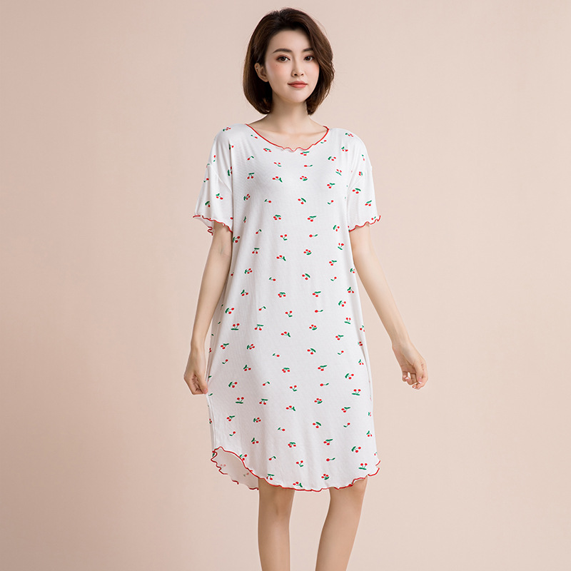 B107-Nightdress for women autumn and winter polar fleece warm loose large size Japanese and Korean girls big children peach cartoon pajamas home cloth