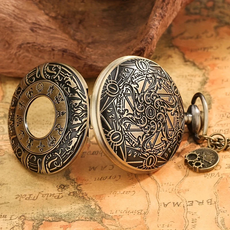 12 Quartz Watch Set Mens and Womens Fashion Matching Pocket Necklace 241212
