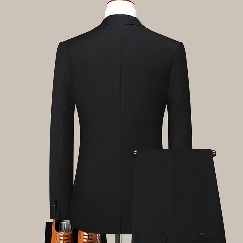 S-8XL Blazer Pants Mens Fashion Business Casual Outdoor Gentleman Trend Single Breasted Wedding Slim-fit British Style Suit 241214