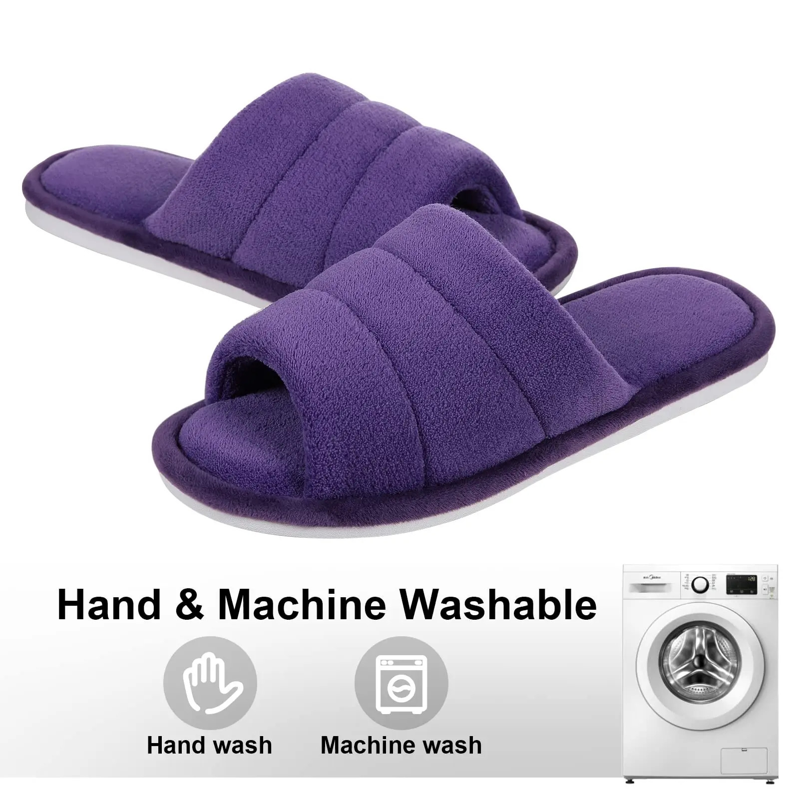 Comwarm Plush House Slippers For Women And Man Open Toe Cozy Cotton Shoes Indoor Outdoor Flat Soft Breathable Nonslip Sandals 241214