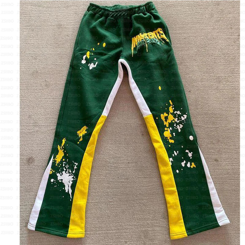 Y2k Pants Men Loose Print Trousers Casual Sweatpants Mid Waist Sporty Female Clothes Streetwear Hip Hop Vintage Flared Pants 241214