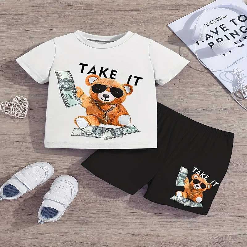 Clothing Sets Summer Baby Clothes Set Children Boy Printed T-shirts and Shorts 2 Pieces Suit Kid Short Sleeve Top Bottom Outfits H241214