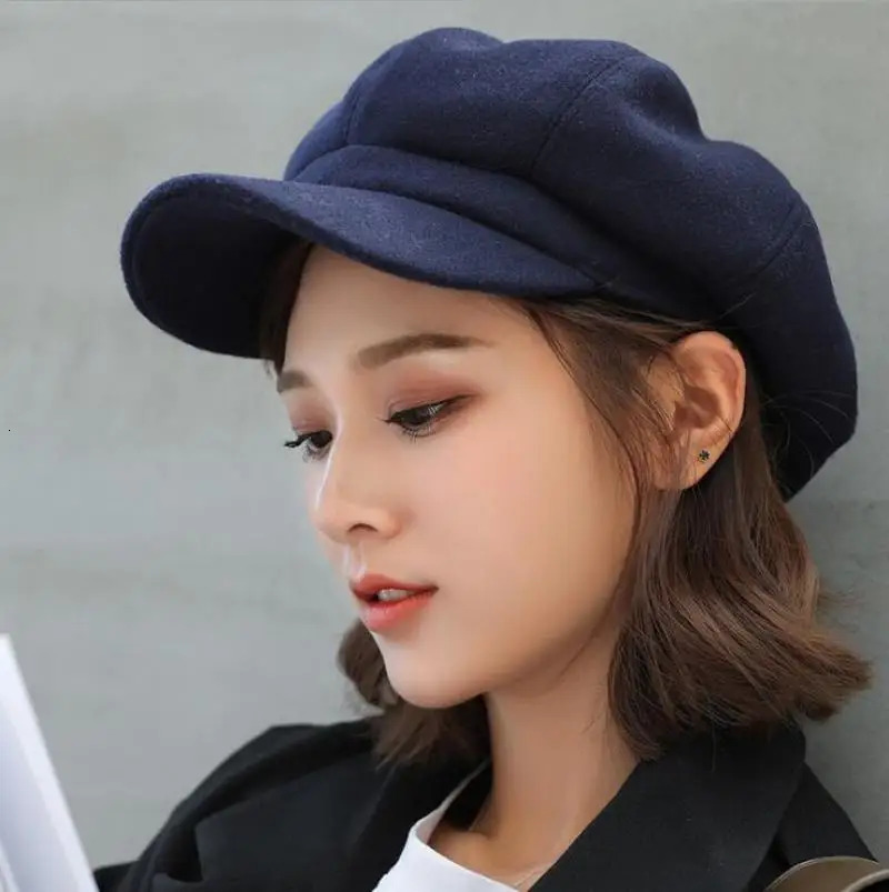 Womens winter hat solid octagonal regular s boys womens casual wool beret 241210