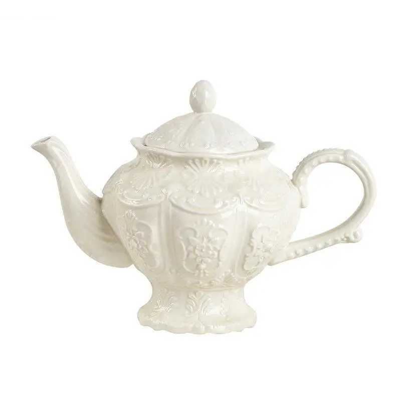 Ceramic Teapot Afternoon Tea Cup Dish Set Household Dessert Plate Snack High Leg Cake Goods Y241214