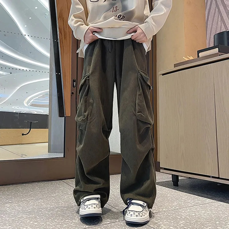 Corduroy Khaki Cargo Pants Man Work Wear Work Pants For Men Street Baggy Cargos Pants Men Size 3XL Autumn 241214