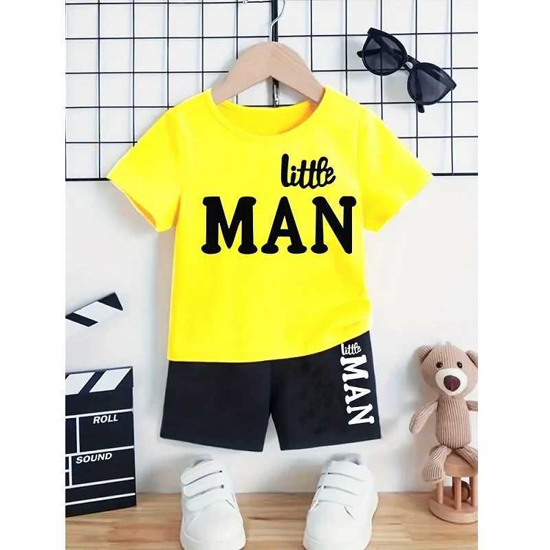 Clothing Sets Summer Baby Clothes Set Children Boy Letter MAN Printed T-shirts and Shorts 2 Pieces Suit Kid Short Sleeve Top Bottom Outfits H241214