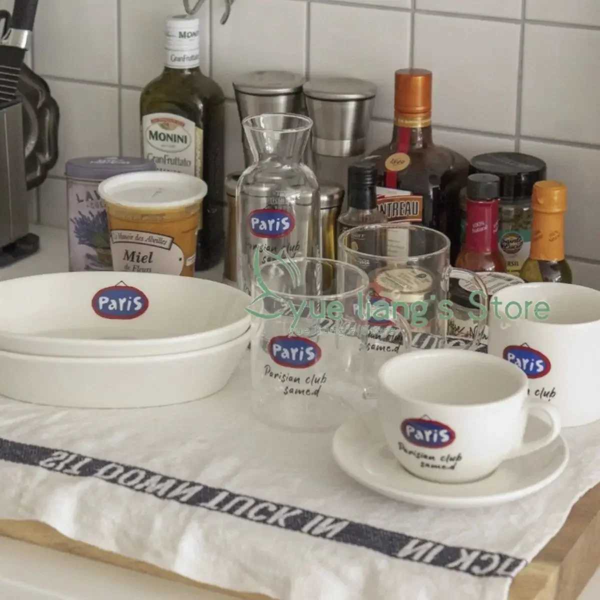 Korean INS Letter Ceramic G-Plate Set French Rantic Milk Cup Coffee Cup Exquisite Birthday Gift 250ml Y241214