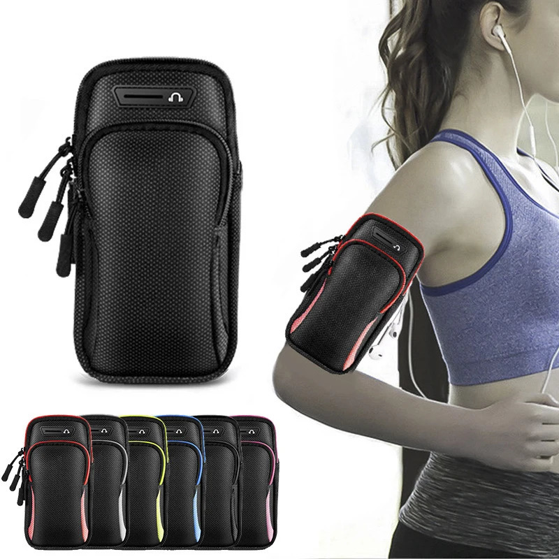 Phone arm bag with headphone jack waterproof breathable sports running bag gym phone holder 241213