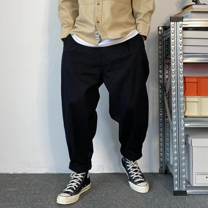 Spring Autumn Korean Fashion Streetwear Khaki Cargo Pants Men Clothing Harajuku Casual Harem Trousers Japanese Baggy Pants 241214
