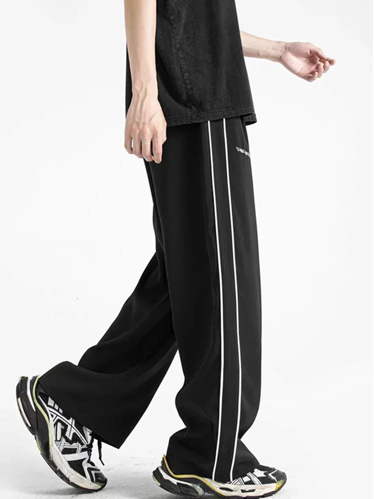 Mens Clothing Summer Striped Sweatpants Track Baggy Wide Pants Jogging Cargo Pants Trousers Men Techwear 241214