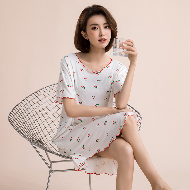 B107-Nightdress for women autumn and winter polar fleece warm loose large size Japanese and Korean girls big children peach cartoon pajamas home cloth
