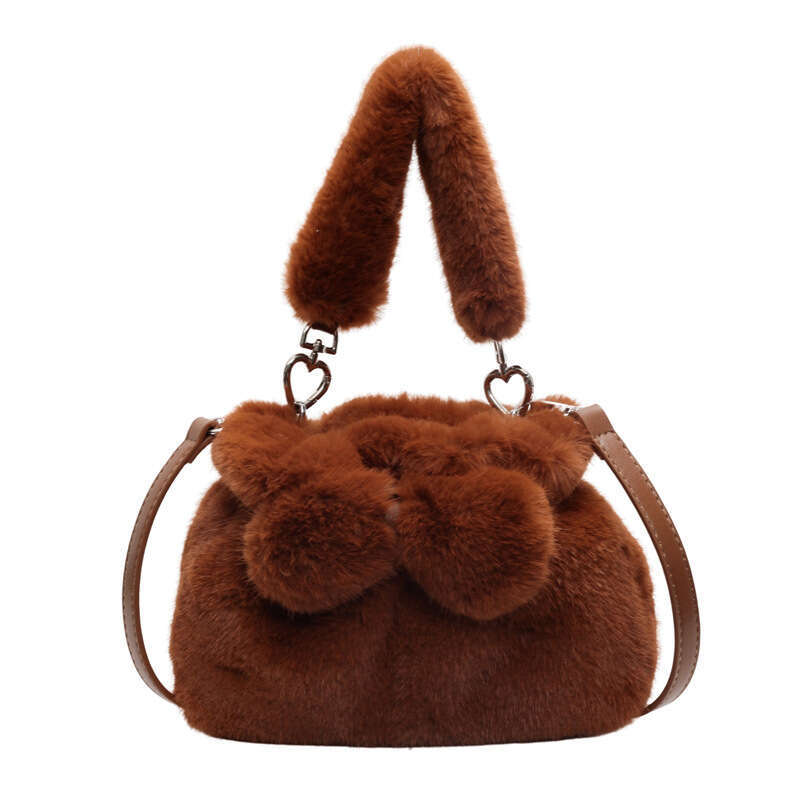 New cute female personality rabbit handbag, plush bucket niche single shoulder crossbody bag, 2024 new casual versatile fashion clothing