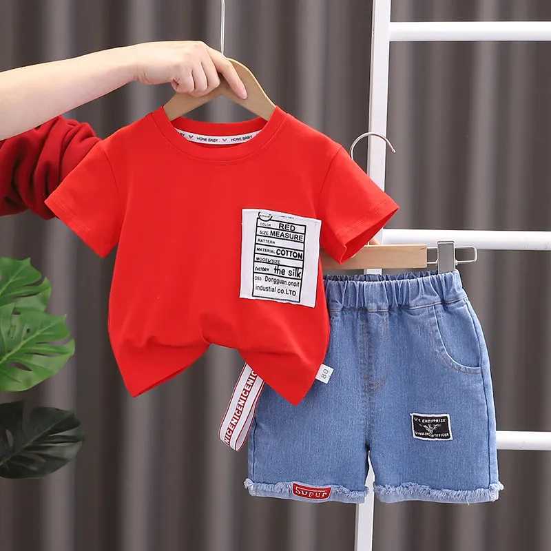 Clothing Sets New Baby Summer Clothing Toddler Children Boy Short Sleeve Causal Letter T-shirt Pants Fashion Infant Clothes 2pcs/Set Tracksuit H241214