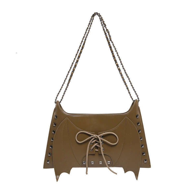 Niche design punk style spicy girl handbag personality bat retro rivet motorcycle underarm shoulder bag 2024 new casual fashion trend clothing