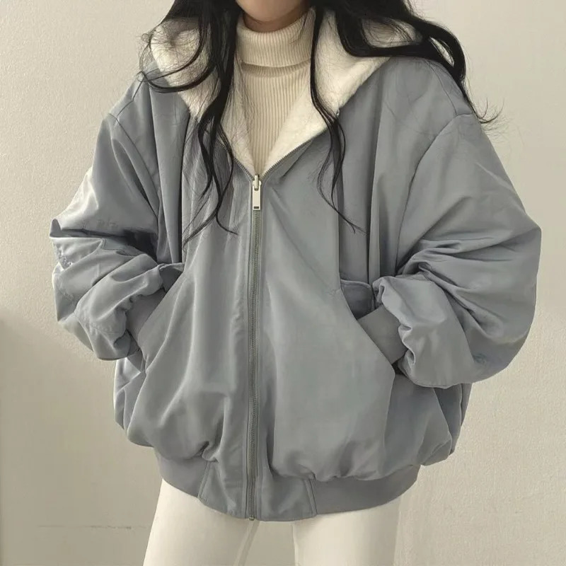 Jacket Plush Thick Women Coats Double-sided Lamb Wool Cotton Overcoat Plus Size Korean Solid Loose Female Clothing Autumn Winter 241214