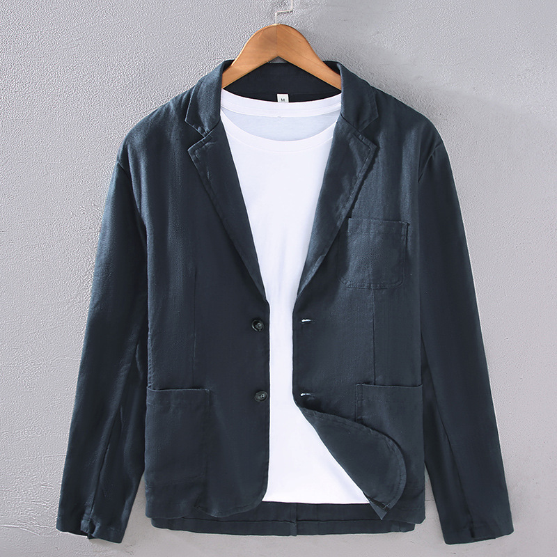 X1215Pure linen suit for men Spring and autumn linen material small suit business casual wear thin style