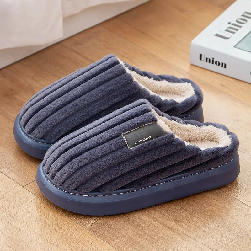 Autumn And Winter Mens Thickening Warm Increase Slippers Stepping On The Sense Of Shit Thick Bottom Household NonSlip 241214
