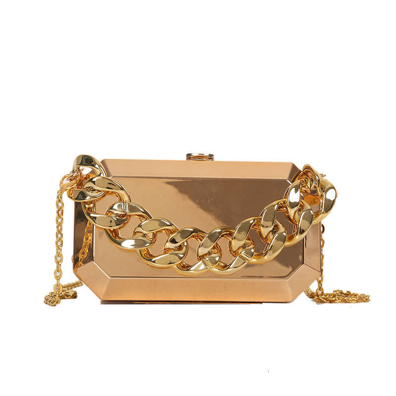 Metal box women's retro niche thick chain acrylic shoulder crossbody ins internet famous mobile phone bag 2024 new style chic elegant clothing