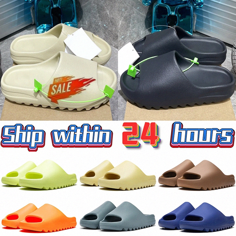 Designer slides for men slippers onyx Bone Azure Flax Pure restock pair Ochre glow green Resin Soot black Core womens sandals mens solid slide classics slipper shoes