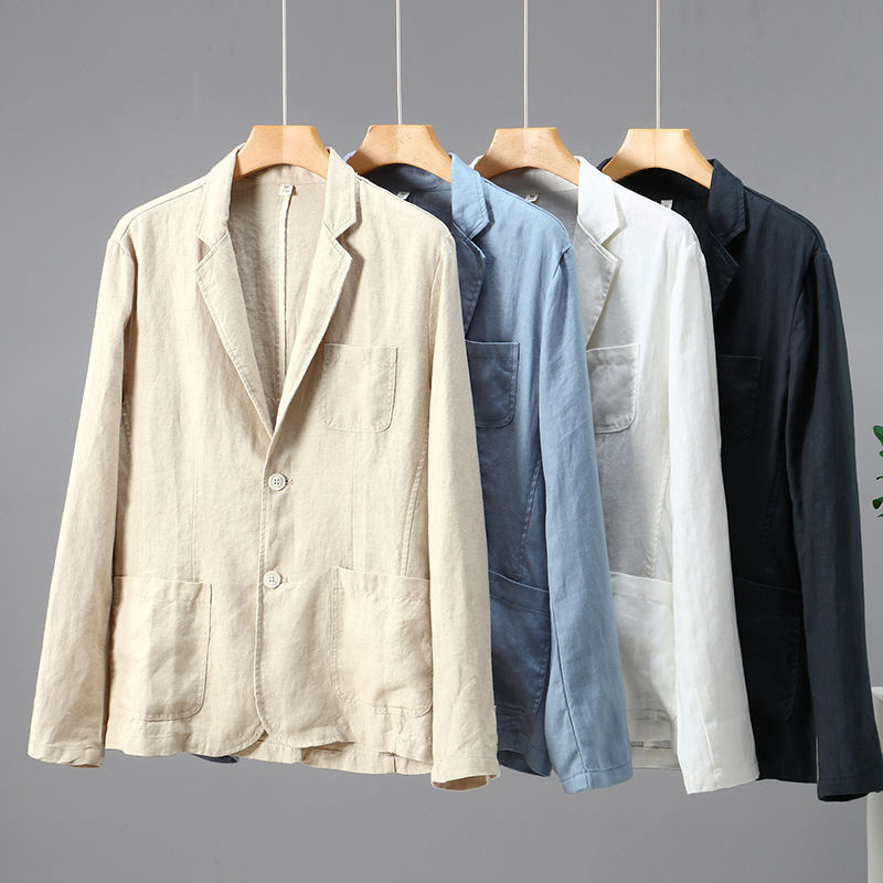 X1215Pure linen suit for men Spring and autumn linen material small suit business casual wear thin style
