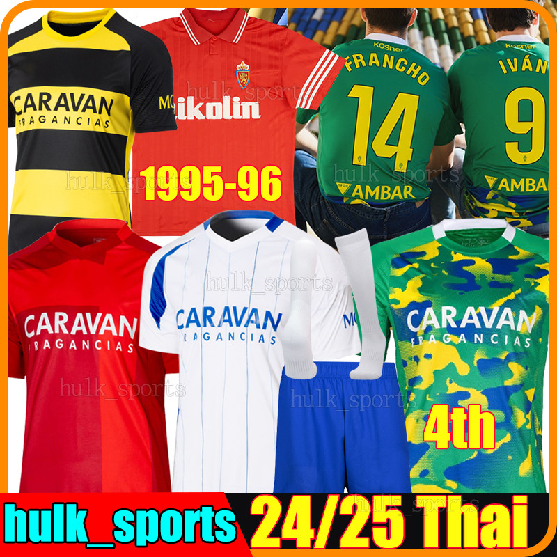24/25 Real Zaragoza 4th Soccer Jerseys 2024 2025 M.SOBERON BAZDAR IVAN LISO AKETXE SERRANO TONI MOYA men kids Kits sock retro football shirts 1995 1996 Home away