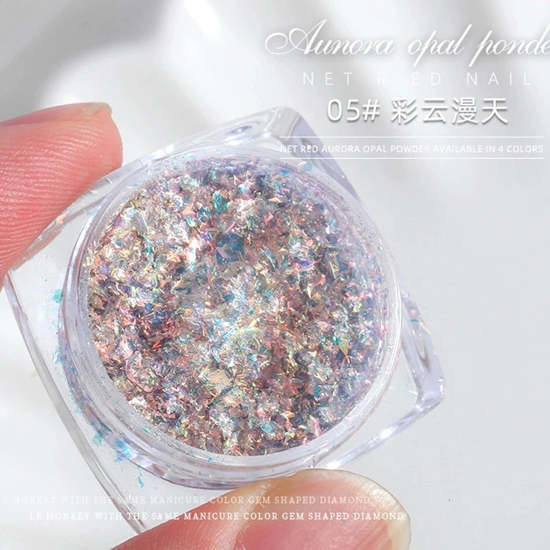 1 box of Aurora opal nail glitter gradient symphonic polarizer magic mirror mica powder DIY decoration 241213